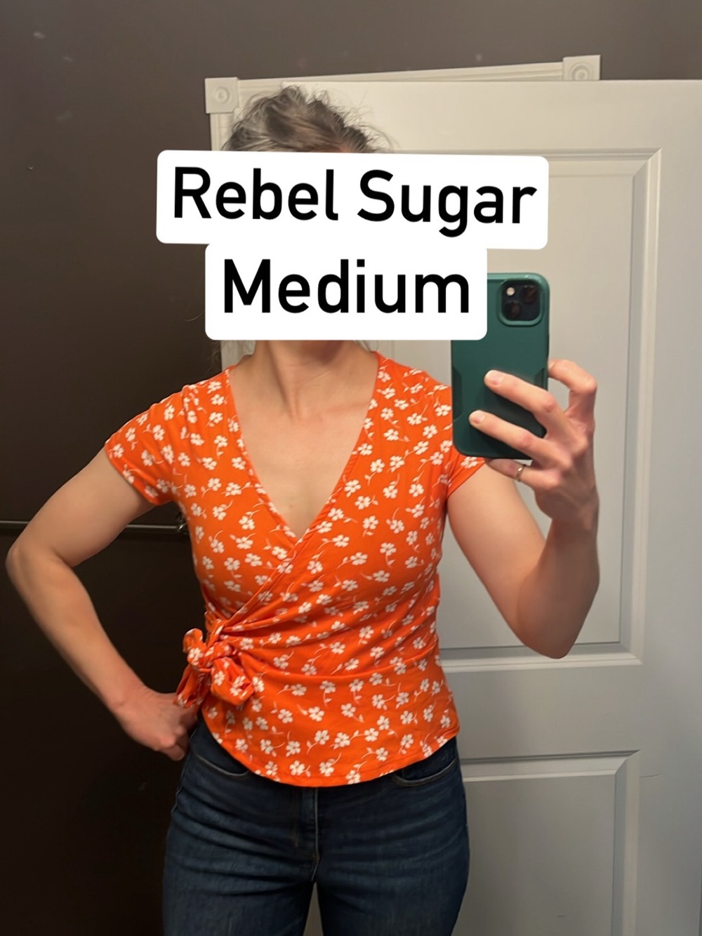 Rebel Sugar Bright Orange Floral tie Wrap peblum Top